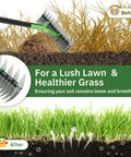 Dual Action Dethatcher Rake With 21 Long Tines On One Side And 55 Inch Adjustable Handle demonstrating thatch removal
