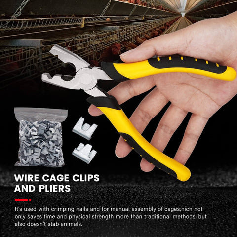 1200 Piece Wire Cage Clips Set With 2 Pliers For Bird Chicken Rabbit Quail Cages J Clips Buckle Clips Hog Ring Pliers
