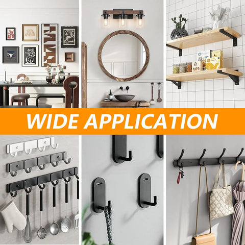One Hundred Pack Self Drilling Drywall Anchors Plug And Play Plastic Build Quick Install No Messy Prep Heavy Duty Fasteners For Sheetrock Gypsum Walls collage of applications with hooks and fixtures.