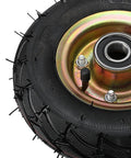 Two Pack Eight Or Ten Inch Heavy Duty Swivel Caster Wheels Featuring Pneumatic Rubber Tires And Precision Ball Bearings close-up view of tire and wheel.