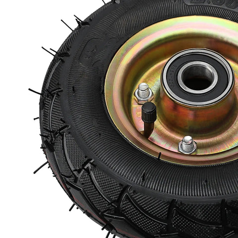 Two Pack Eight Or Ten Inch Heavy Duty Swivel Caster Wheels Featuring Pneumatic Rubber Tires And Precision Ball Bearings close-up view of tire and wheel.