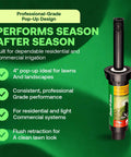 Professional-grade 1804VAN 4 Inch Pop Up Sprinkler Head Pack, 0-360° arc nozzle, 15 ft spray, for residential and commercial use.