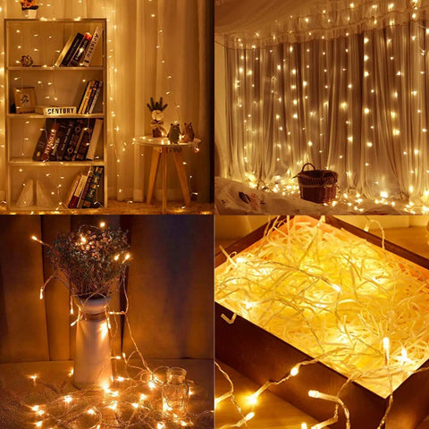 Two Pack Battery Operated String Lights With Remote Timer Waterproof Eight Modes 16.4 Foot Long 50 LED Indoor Outdoor Decor For Bedroom Garden Party Xmas Tree Warm White