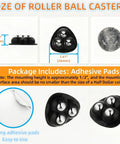 8 Pack Low Profile Adhesive Casters Delivers Smooth Cruising Action For Kitchen Heavyweights Like Blenders And Air Fryers With No Sweat Rolling Setup And Straight Up Dependable Grip In Matte Black, showing size and design details.