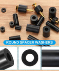 120Pcs M8 ABS Round Spacers Set 5/16 Inch ID 9/16 Inch OD 1/4 Inch Thick Black Plastic Standoff Washers Unthreaded