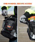 Arsenal 5517 Premium Topped Tool Pouch with Zipper featuring pocket details and harness attachment. Ideal for tool storage.