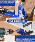 All Metal Pocket Hole Jig Drill Guide Kit For 15 Degree Angled Holes, used in two-pass mode to drill larger boards.