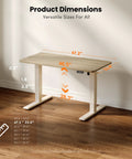 Electric Height Adjustable Standing Desk 48 By 24 Inches With Smooth Lift From 28.3 To 46.5 Inches, Memory Presets, Splice Desktop