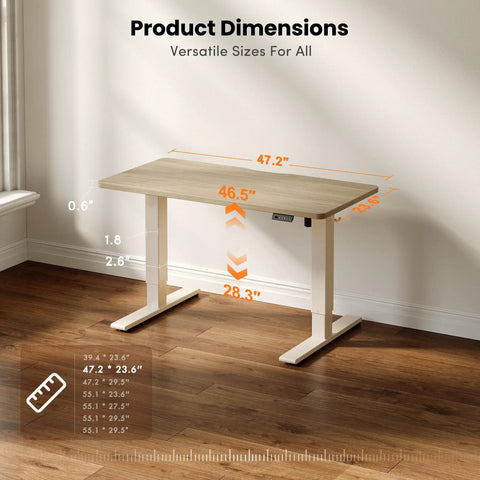 Electric Height Adjustable Standing Desk 48 By 24 Inches With Smooth Lift From 28.3 To 46.5 Inches, Memory Presets, Splice Desktop