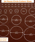 Dope 24 Piece Leather Circle Cutter Set With Pro Hole Punch Tools For 1Mm To 15Mm And 20 To 60Mm Diameters size guide on leather