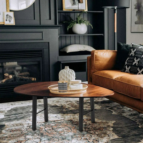 Living room with coffee table featuring Beefy Heavy Duty 16 Inch Metal Table And Bench Legs Set Of 2 Black Powder Coated Steel Supports