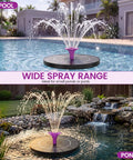 Solar Powered Fountain Pump For Bird Bath With Six Nozzles, Adjustable Spray Heights in pool and pond settings