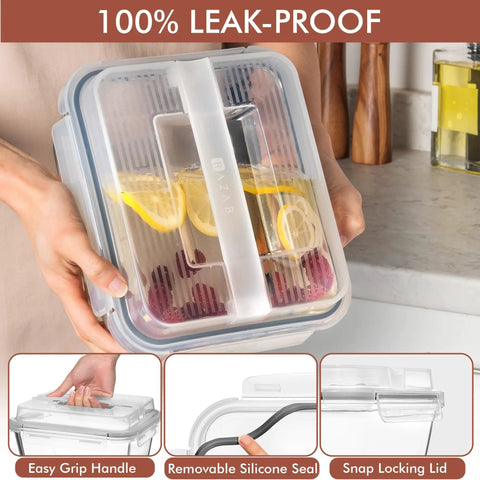 Person holding Beast Mode Massive 2700ml Glass Storage Container With Lids For Roasting And Leftovers, 11.5 Cup Meal Prep Bowl