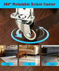 Smooth Rollin 1.25 Inch Rubber Side Mount Caster Wheels L Shaped Plate 360 Swivel Casters on wood floor with carpet and tile images.