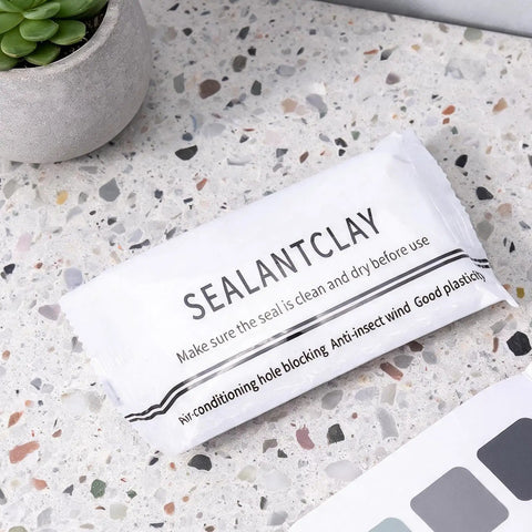 Package of Sealantclay waterproof putty for DIY Sealing Putty For Wall Holes And Cracks Waterproof Duct Mastic Sealant Paste For Plumbing Drains And Door Openings Quick Repair Noise Reduction Compound Easy Multi Purpose Home Fix For Kitchens Bathrooms And More on speckled countertop