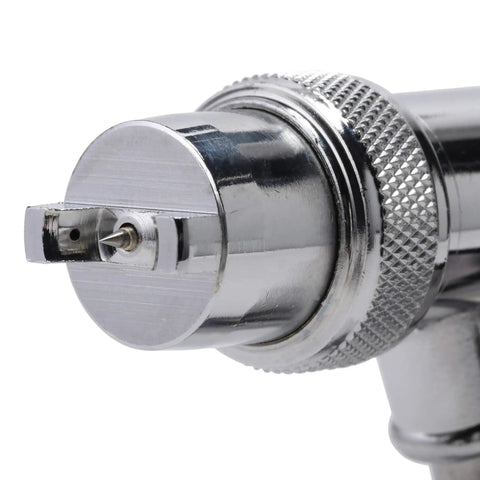 VFan Gravity Feed Dual Action Airbrush System Portable Pro Grade Dope Tool close-up of nozzle and threading for fine detail finishes