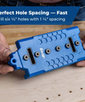 Pro Grade Shelf Hole Jig For Clean Wobble Free Shelves With Six Hardened Steel Drill Guides, Five Mm Hole Size, Increments Of One And A Quarter Inches, And A 32 Mm System, Durable Diy Woodworking Tool For Precise Shelving Installations