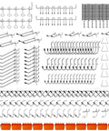 Premium Pegboard Hooks Assortment Kit With 278 Pieces And Bins For Garage Wall Organization Set displayed in rows