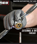 Master Ratcheting Tap And Die Set With Metric And SAE Sizes For Creating And Repairing Threads Titanium Coated Finish