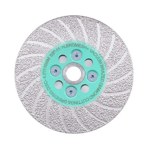 Front view of Diamond Blade For Angle Grinder 4 1 2 Inch Tile Cutting Disc That Lets You Cut Tile Grind Edges Bevel Corners And Clean Surfaces Without Swapping Blades Turbo Rim For Porcelain Ceramic Granite Stoneware 5 8 11 Thread