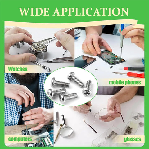 Pro Grade 600 Piece M1.4 Micro Screw Kit With Nickel Plated Screws Including 100 Each Length 3mm, 4mm, 5mm, 6mm And 8mm, 100 Nuts