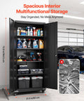 Beefy Rolling Metal Storage Cabinet With Five Adjustable Shelves Two Magnetic Doors And Two Keys Lockable Tool Organizer