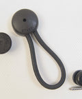 Black Bungee Cord Fastener With Attachment Knob And Mounting Screw For Fabric Snaps On Easy No Tool Install Shock Cord Loop Fastener