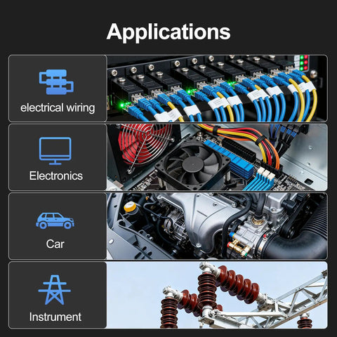 Applications for Self-Adjusting Crimping Tool For Square Four-Sided Crimps With Auto Jaw Alignment in wiring and electronics.