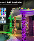 Color Changing Christmas Lights 33ft 100 LEDs RGB Red White Blue With Remote Dimmable USB Indoor Decor on patio pillars