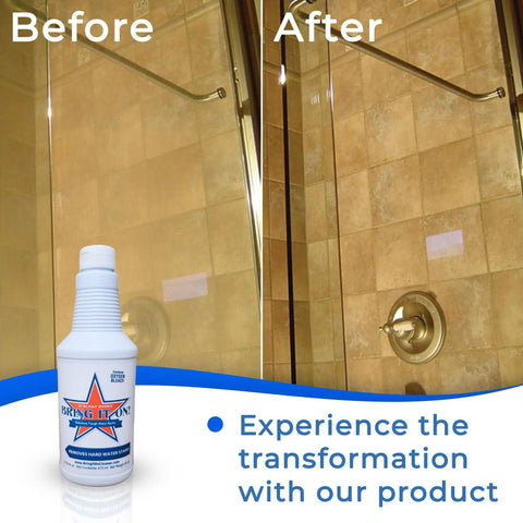 Before and after using Grout Cleaner That Tackles Hard Water Stains And Shower Door Spots Cleans Tile Fiberglass And Windows 16 Ounce