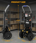 Heavy Duty Electric Stair Climbing Dolly With 1500W Motor, measuring 61x22x13.78 inches, designed for moving heavy loads.