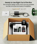 Unpacking 3500mW Desktop Laser Engraver With Ultra Fine 0.04x0.04mm Spot, Mini Laser Cutter accessories on the floor