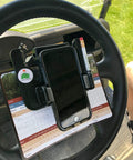 Golf Cart Steering Wheel Phone Mount Pro With Spring Loaded Arms And Scorecard Holder Fits Any Phone Two To Three Point Five Inches