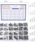 Front view of Amazon 440-piece stainless steel compression spring kit in clear plastic organizer with 24 sizes