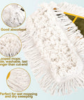 Four Pack 36 Inch Universal Dust Mop Heads With Easy Zipper Closure heavy duty cotton mop pads for wet and dry cleaning.