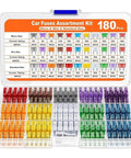Blade Fuse Assortment Kit For Cars Trucks And Motorcycles With Box 180 300Pcs Medium Small Fuses displayed in open box