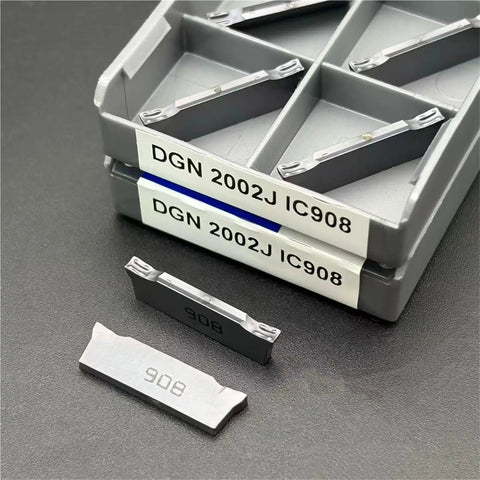 Pro Grade Carbide Turning Inserts 3Mm Grooving Tool Set For CNC Lathe, 10 Pack, DGN2002J IC908 shown in packaging