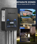 12 Pack Landscape Lights Kit With 300W Dual Zone Low Voltage Transformer showing two independent zone settings