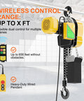 Heavy One Ton Electric Chain Hoist with wireless control and wired pendant for easy operation in lifting tasks.
