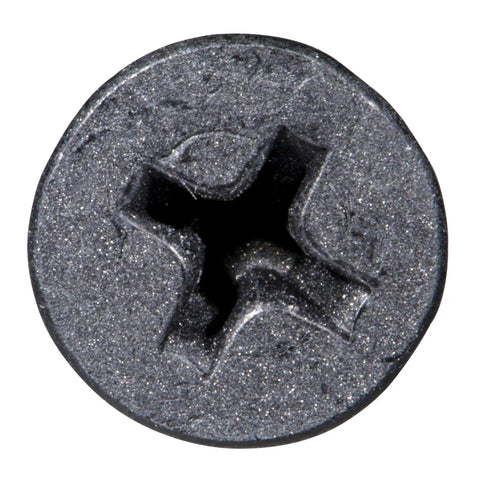Heavy Duty 8 X 1-3/4 Phillips Flat Head Wood Screws With Black Phosphate Finish top view showcasing the screw head details.