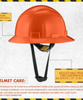 Orange HDPE full brim hard hat with 6-point suspension from 10 Pack Full Brim Hard Hats Orange Construction Helmet HDPE Safety Gear With 6 Point Adjustable Ratchet Suspension For Men And Women Durable Comfortable Worksite Ready Safety Gear For Work Sites