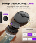 Boss Level Robot Vacuum And Mop Combo with 7000Pa Suction, Lidar Navigation showing parts and remote control on floor surface