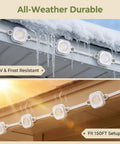 90 Pack Light Clips For Pro Outdoor Lights H706 H806 showing mounted brackets under snow and sun conditions for all-weather use