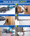 Step-by-step installation of One Eighth Inch Black Cable Railing Hardware Kit With Swage Toggle Turnbuckle For Wood Posts In T316 Stainless Steel Deck Cable Railing System, Multi Angle 0 To 180 Degrees Adjustable For Stairs, 20 Pairs, 40 Pack CK07.