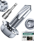 Heavy Duty Hex Head Self Tapping Screws 25 Pack 12 X 3/4 Inch Zinc Flanged Diamond Point with drill bit for sheet metal and wood.