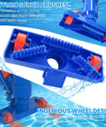 Spa Jet Vacuum Pool Cleaning Kit With 8 Foot Adjustable Pole, Leaf Rake Net And Round Brush For Inflatable And Above Ground Pools, Hook Up To Garden Hose For Serious Suction, No Electricity Needed blue nylon scrub brush with orange wheels