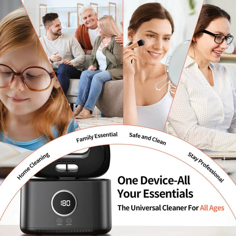 People using Powerful 20 Oz Ultrasonic Cleaner With 47kHz Frequency, 5 Cleaning Modes And UV Light for home essentials.