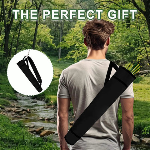 Person wearing Archery Quiver Back And Hip Set With Adjustable Arrow Backpack Holder For Compound And Recurve Bow Practice