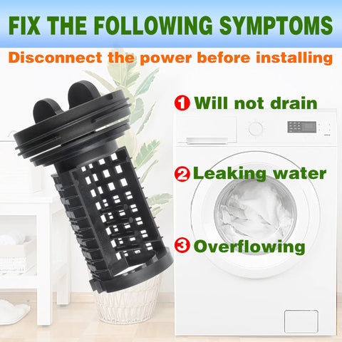 Washer Drain Pump Filter Assembly For LG Kenmore Washers Replacement AP4440367 383EER2001A 383EER2001F PS3522306 image of black plastic filter