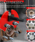 Wheel Hub Removal Tool Kit For Cars And Trucks Universal 5 Lug 6 Lug 8 Lug Hubs Hub Buster Puller in use on vehicle hub